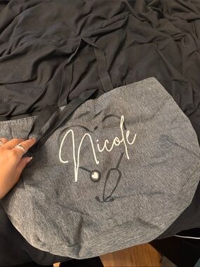 Nicole Personalized Gray Tote Bag with Stethoscope Print